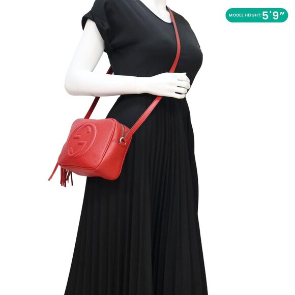 Gucci  Soho Disco Camera Leather Crossbody Bag Red 308364 - Picture 2 of 14